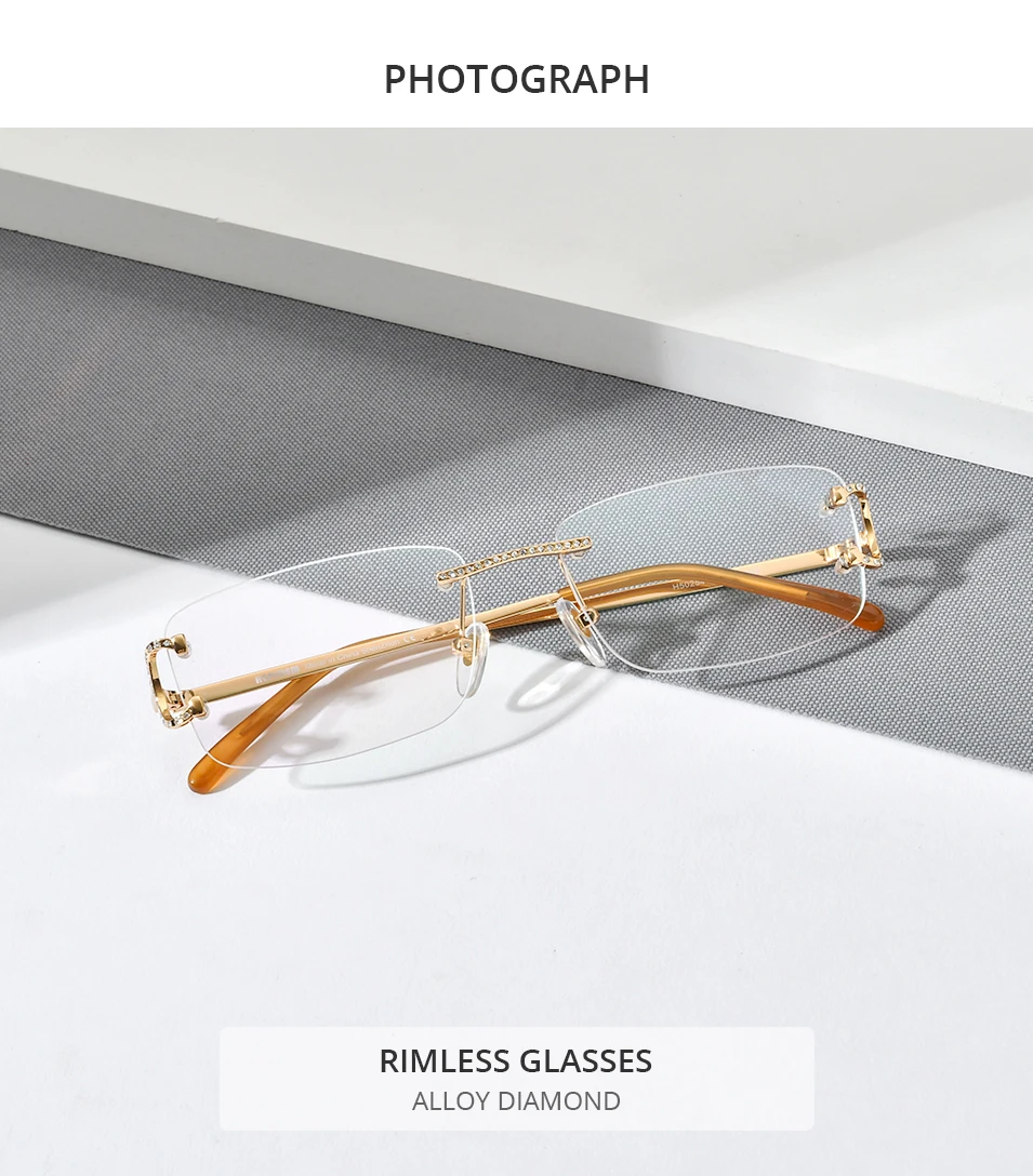 HEPIDEM Alloy Glasses Frame Men Luxury Famous Brand Design Retro Vintage Square Eyeglasses Rimless Spectacles Frameless Eyewear