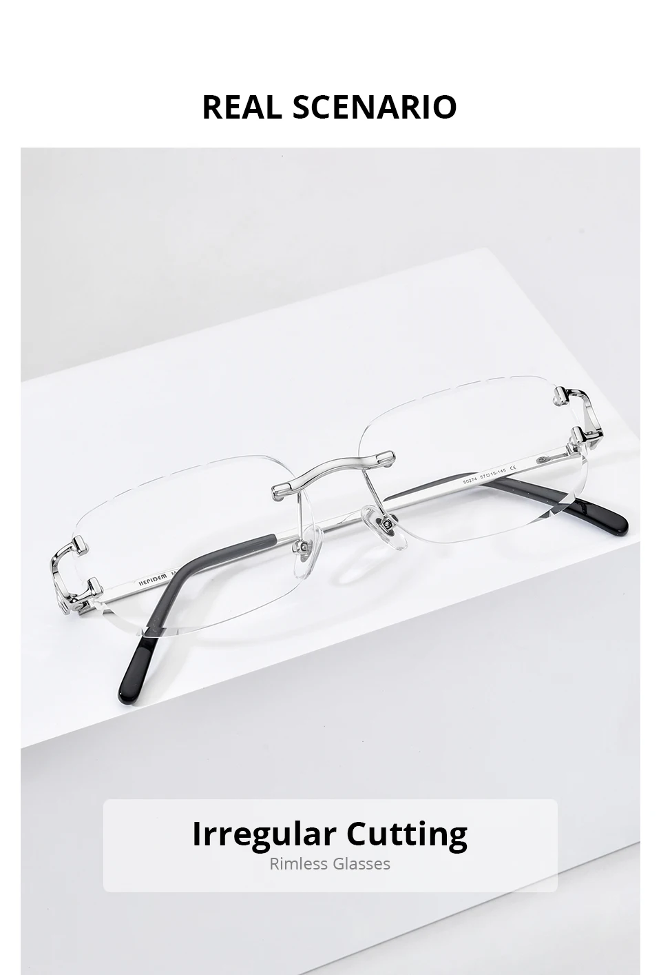 HEPIDEM Alloy Glasses Frame Men Luxury Famous Brand Design Retro Vintage Square Eyeglasses Rimless Spectacles Frameless Eyewear
