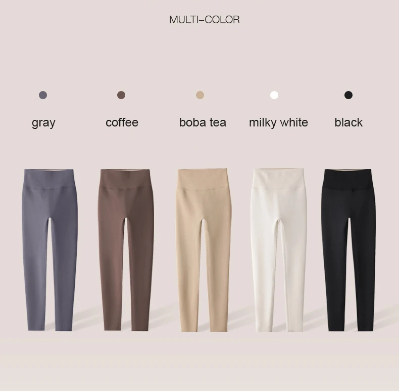 BIVIGAOS Autumn Winter High Waist Fleece Sharkskin Leggings Women Seamless Slim Tight-Fit Velvet Thickened Elastic Warm leggings