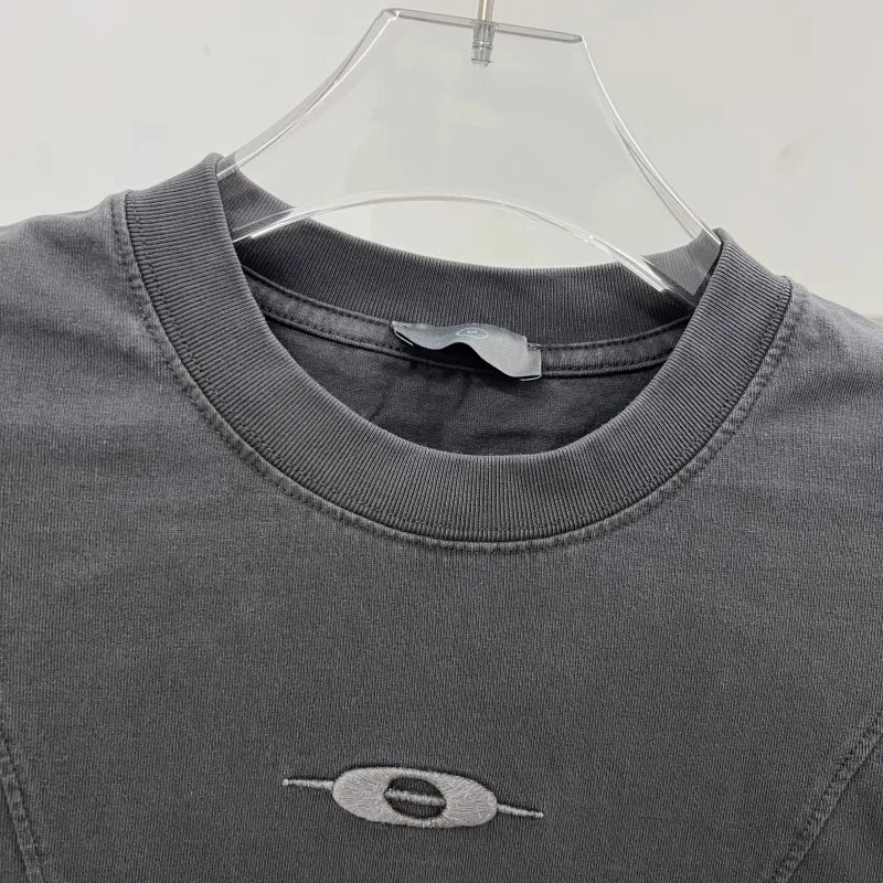 Embroidered Logo Patchwork T Shirt Men Women Oversized T-shirt Top Tees