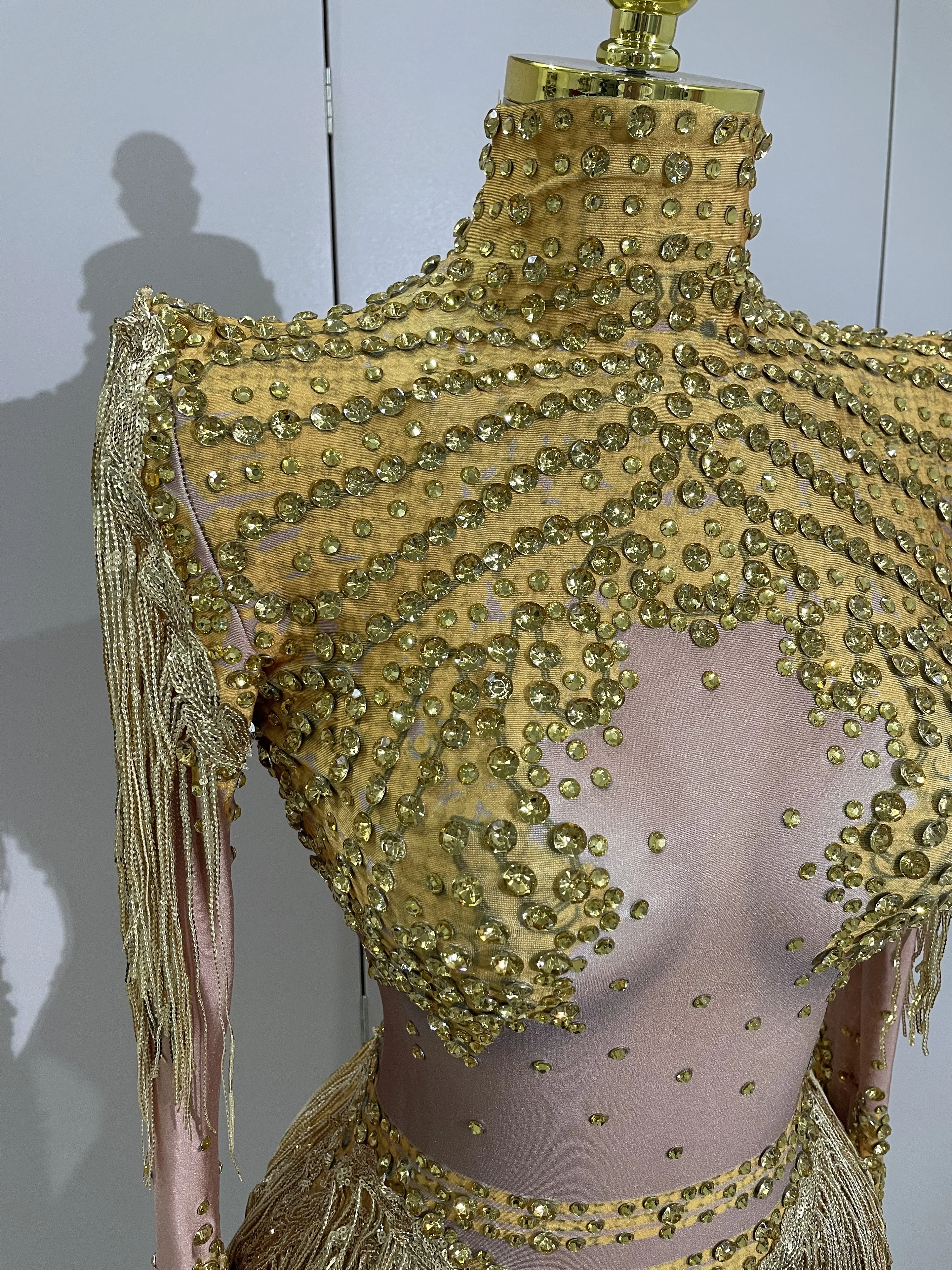 Women Sparkly Rhinestone Sequin Tassel Stretch Bodysuits 2025 New Arrival Birthday Party Nightclub Dj Stage Performance Costume