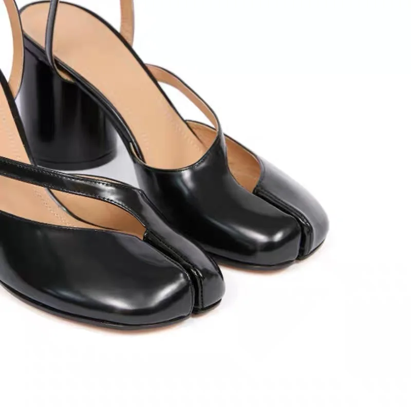 Crossed Ankle Belt Buckle Split Toe Sandals Women Brand Designer Slingback Tabi Chunky High Heels INS Fashion Girls Shoes 2025