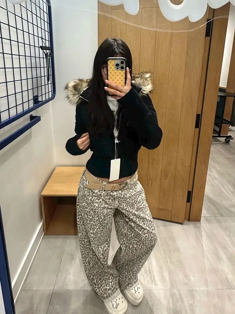 Gentle wind pink fur collar hooded cotton coat for women winter new Korean style thickened and warm short waisted cotton