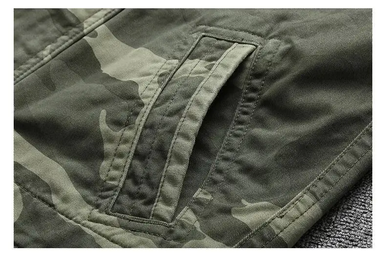 Autumn Men's Military Camouflage Cargo Jackets Multi-Pockets Heavyweight Cotton Outdoor Stand Collar Casual Workwear Jackets Man