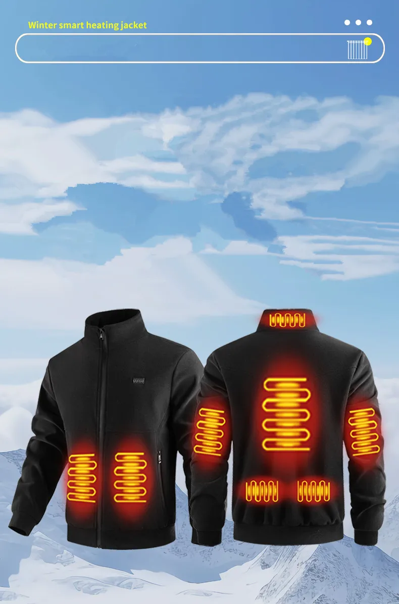New Winter Fashion Versatile Polar Fleece Thick Heating Warm Jacket For Both Men Women 8-Zone Intelligent Heating Electric Coat