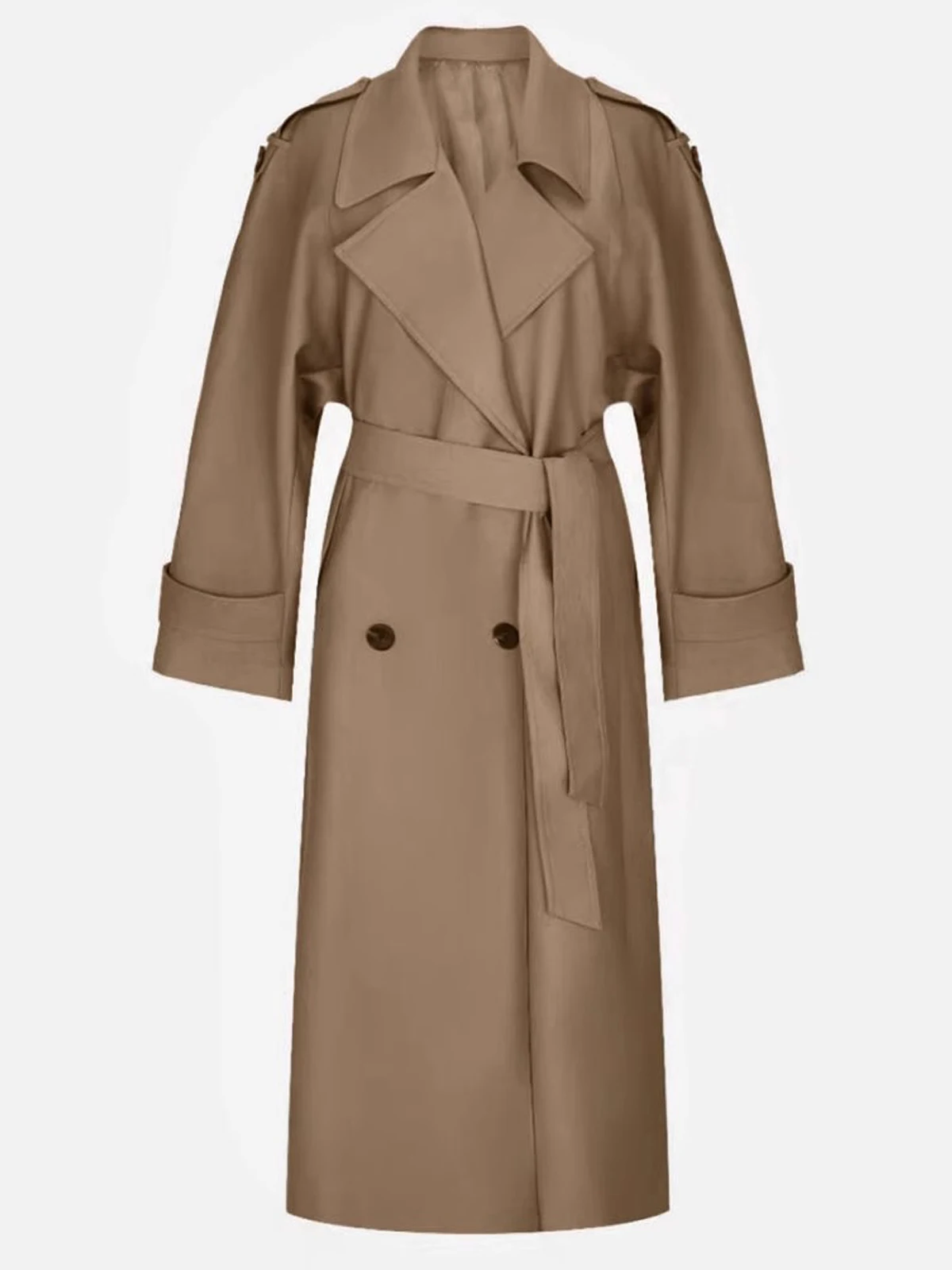 Lautaro Spring Autumn Oversized Khaki Extra Long Dark Purple Trench Coat for Women Double Breasted Elegant Luxury Overcoat 2025