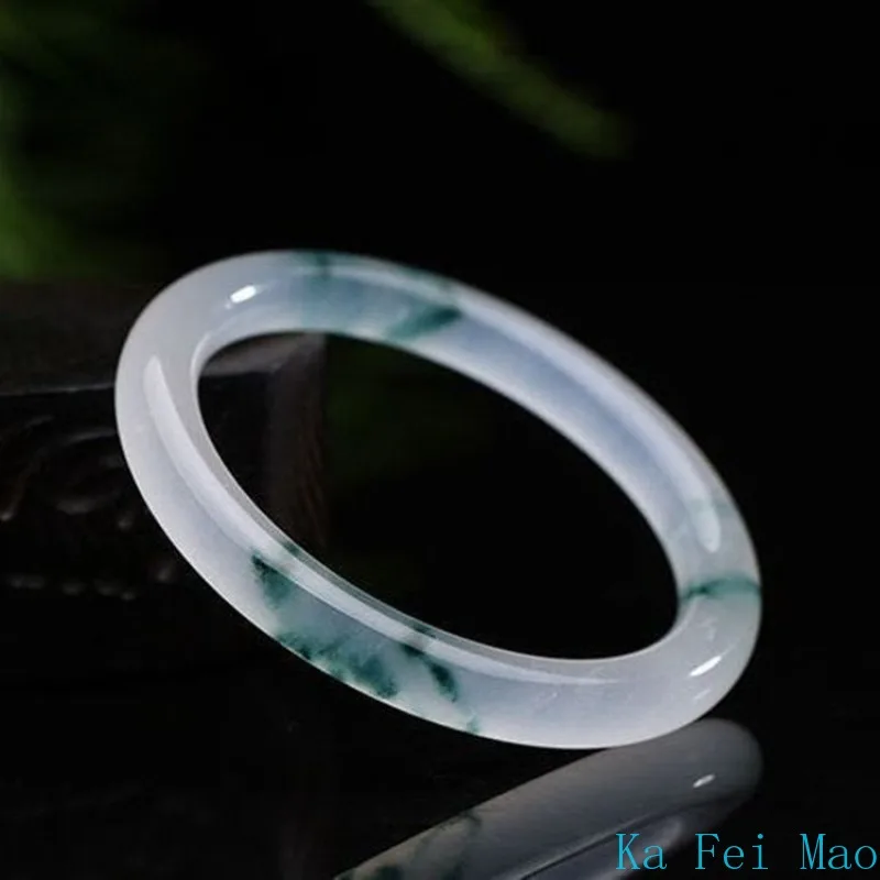 Natural Green Jadeite Bangle Jade Bracelet Charm Luxury Jewellery Fashion Accessories Hand-Carved Amulet Gifts for Women Her Men