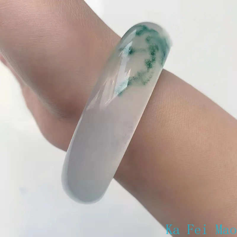 Natural Green Jadeite Bangle Jade Bracelet Charm Luxury Jewellery Fashion Accessories Hand-Carved Amulet Gifts for Women Her Men