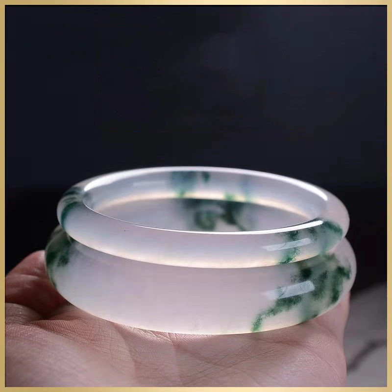 Natural Green Jadeite Bangle Jade Bracelet Charm Luxury Jewellery Fashion Accessories Hand-Carved Amulet Gifts for Women Her Men