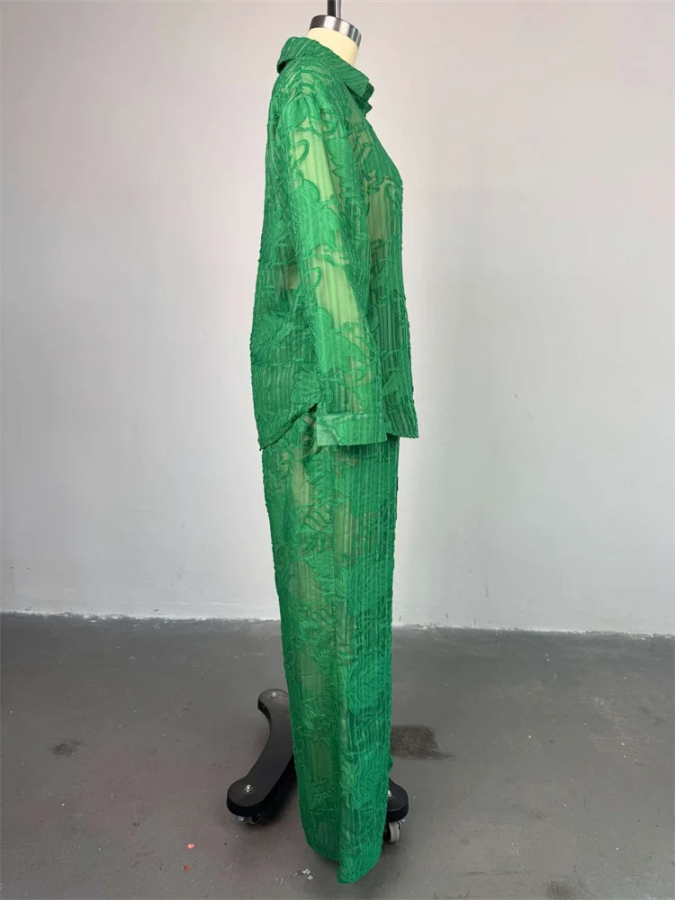 Wmstar Two Piece Set Women Loose Top and Pants Sets Wide Leg Long Sleeve Mesh New Matching Tracksuit Wholesale Dropshipping 2025