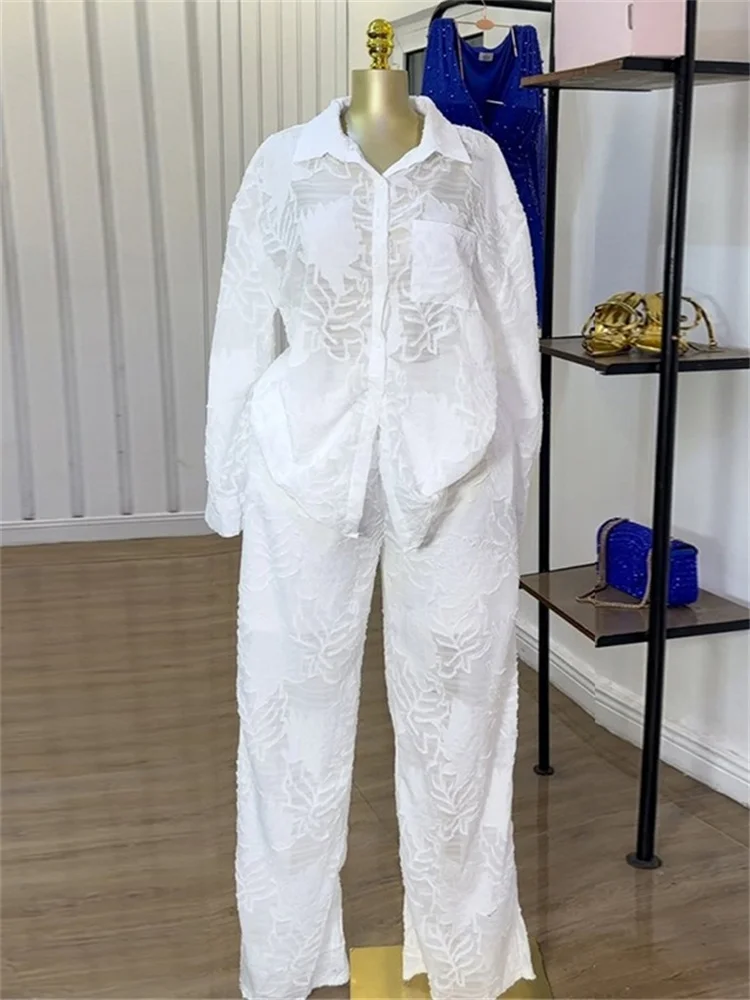 Wmstar Two Piece Set Women Loose Top and Pants Sets Wide Leg Long Sleeve Mesh New Matching Tracksuit Wholesale Dropshipping 2025