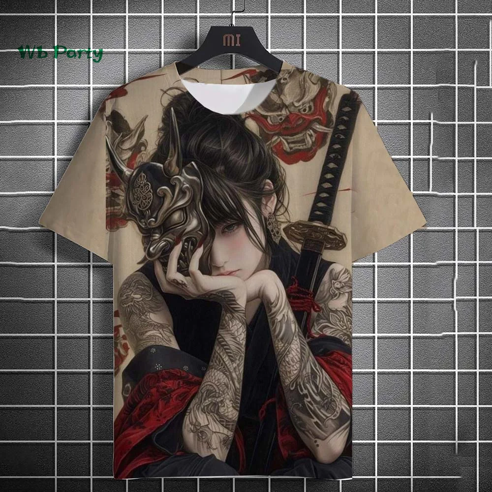 Japanese Manga Girl Style Print T-shirt 3D Print Men Short-Sleeved Tee Harajuku Tops Summer Oversized Men T-shirt Men's Clothing