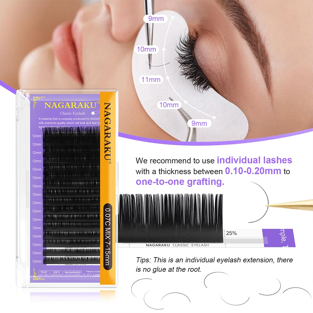 NAGARAKU EU Local Delivery 5 cases/lot Classic Lashes Individual Eyelash Natural High Quality Makeup Synthetic Mink Eyelashes
