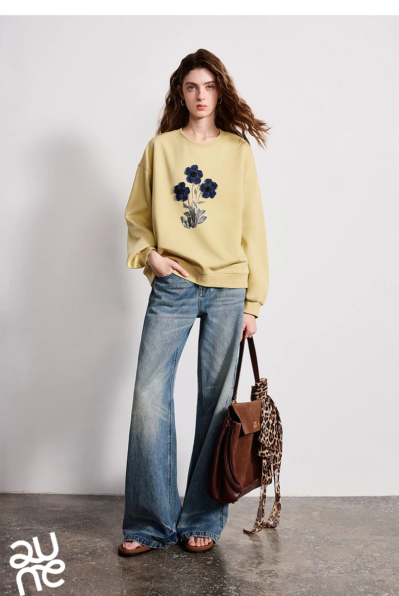 TOYOUTH Women Cotton Sweatshirt 2026 Spring New Knit Striped Turn-Down Collar Loose Unique Stylish Top