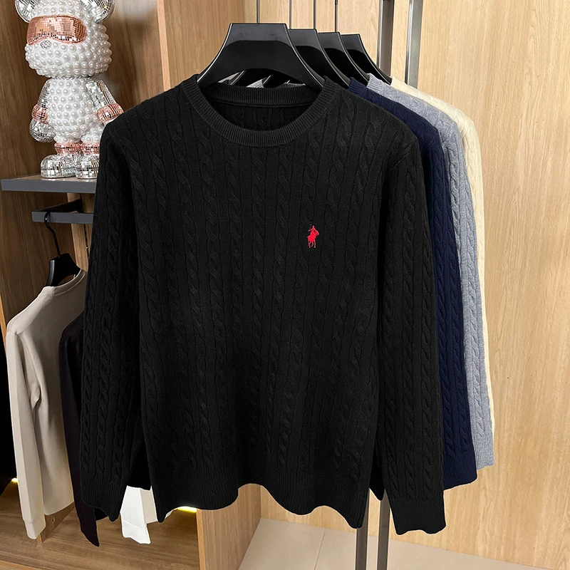 Designer Brand Pony Embroidery Fashion Sweater Men Classic Paul Fashion Jacquard Autumn/Winter Round Neck Warm Knitted Pullover