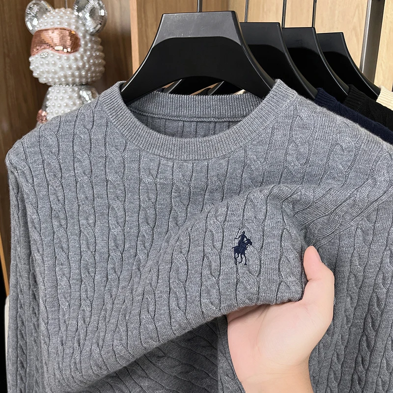 Designer Brand Pony Embroidery Fashion Sweater Men Classic Paul Fashion Jacquard Autumn/Winter Round Neck Warm Knitted Pullover