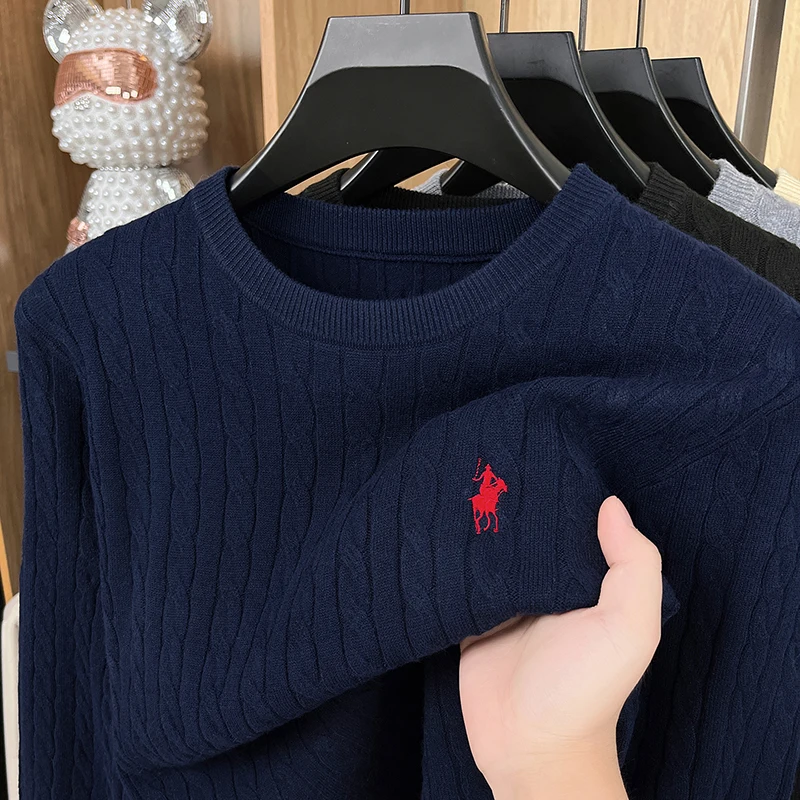 Designer Brand Pony Embroidery Fashion Sweater Men Classic Paul Fashion Jacquard Autumn/Winter Round Neck Warm Knitted Pullover