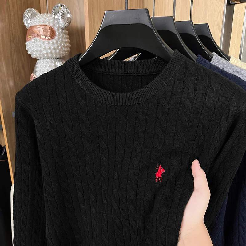 Designer Brand Pony Embroidery Fashion Sweater Men Classic Paul Fashion Jacquard Autumn/Winter Round Neck Warm Knitted Pullover
