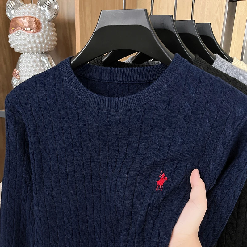 Designer Brand Pony Embroidery Fashion Sweater Men Classic Paul Fashion Jacquard Autumn/Winter Round Neck Warm Knitted Pullover