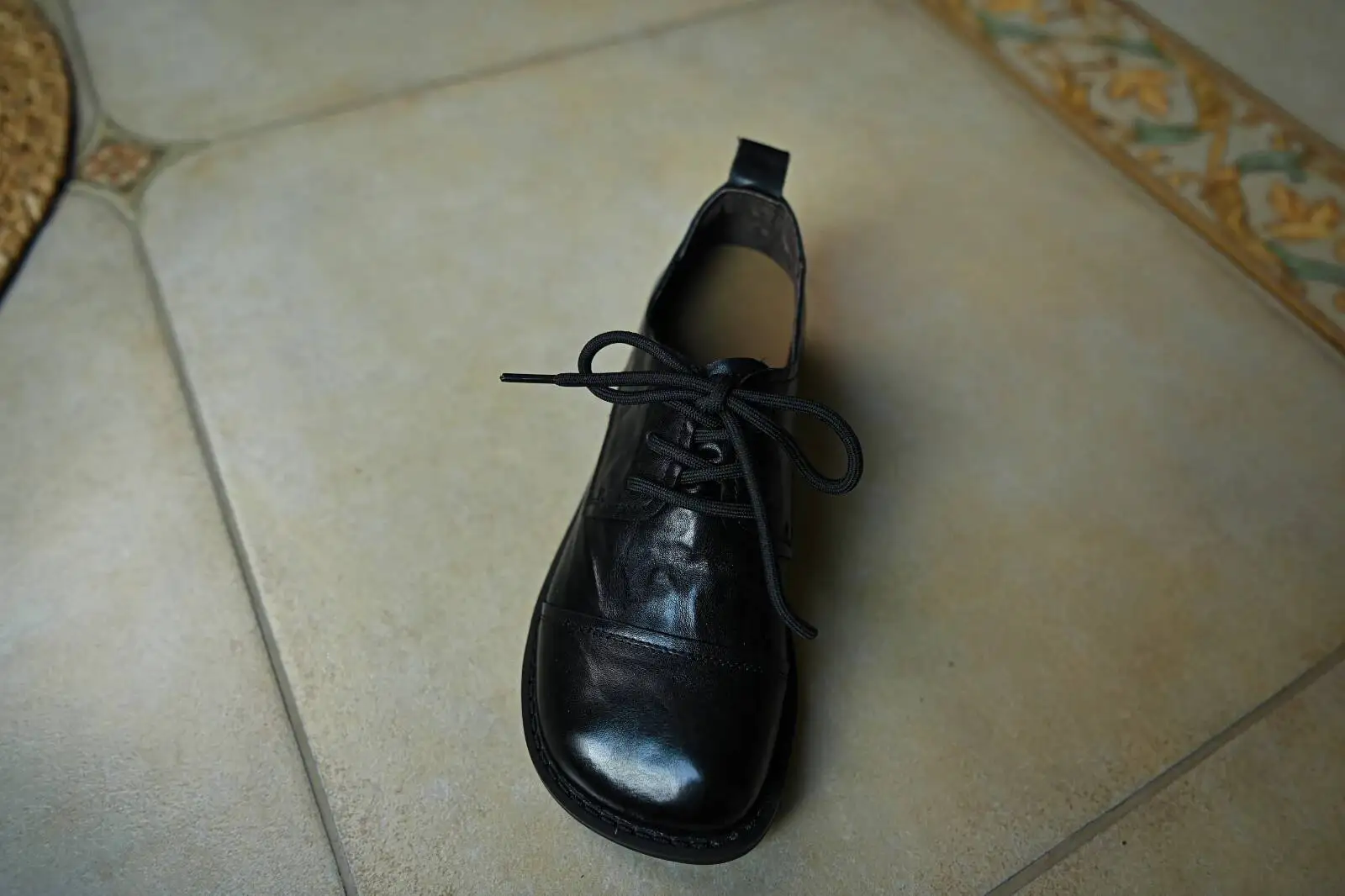 Women's cow leather carving British style lace-up flats oxfords high quality soft comfortable Genuine Leather shoes woman