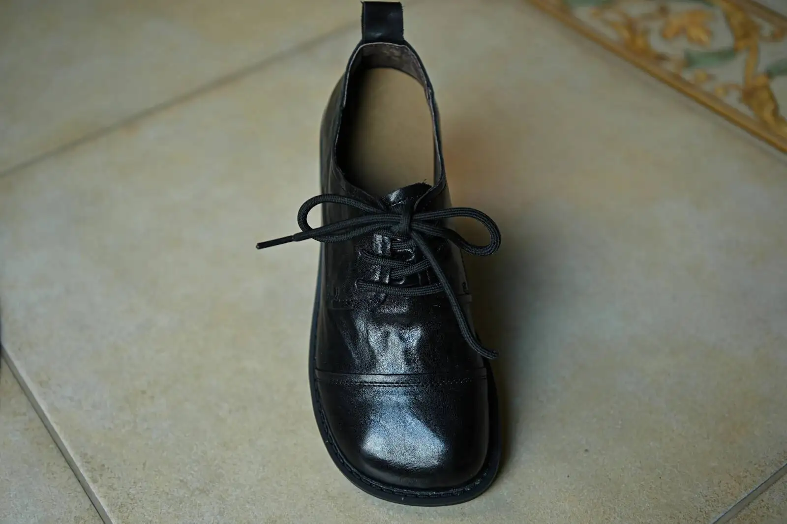 Women's cow leather carving British style lace-up flats oxfords high quality soft comfortable Genuine Leather shoes woman