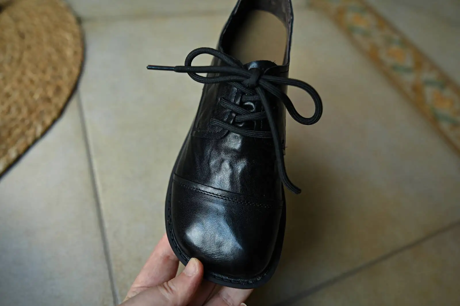Women's cow leather carving British style lace-up flats oxfords high quality soft comfortable Genuine Leather shoes woman