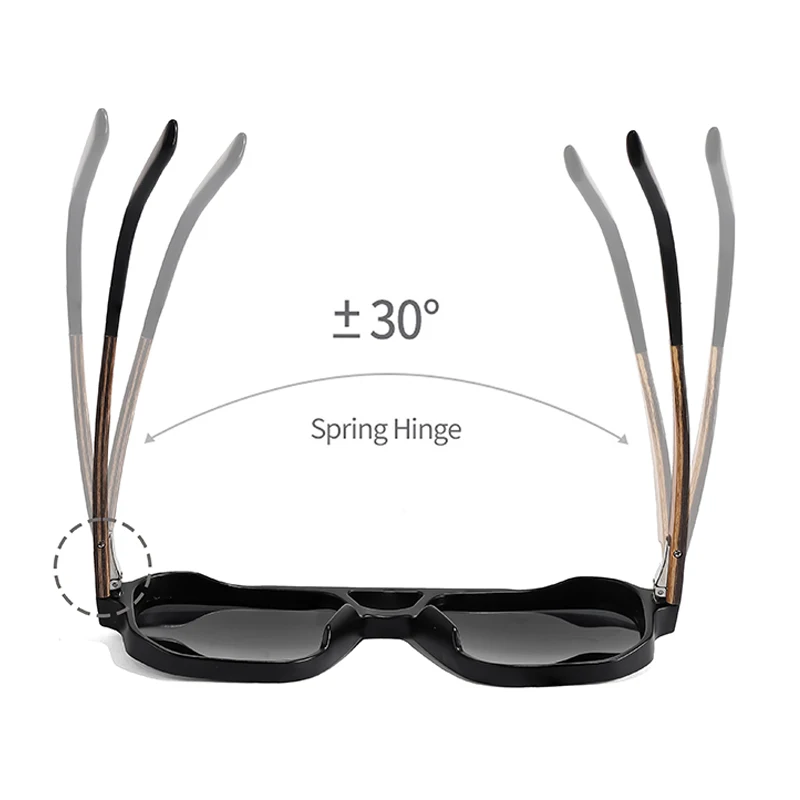 CATERSIDE Men's Polarized Pilot Sunglasses UV400 Premium Tr Frame & Wood Temple Retro Square Sun Glasses for Driving Fishing