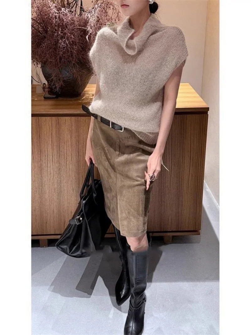 New Fashion Split Spring Autumn Skirt Wome High Waist Slim Straight Retro Tube Skirts Casual Party Jupe Solid Color