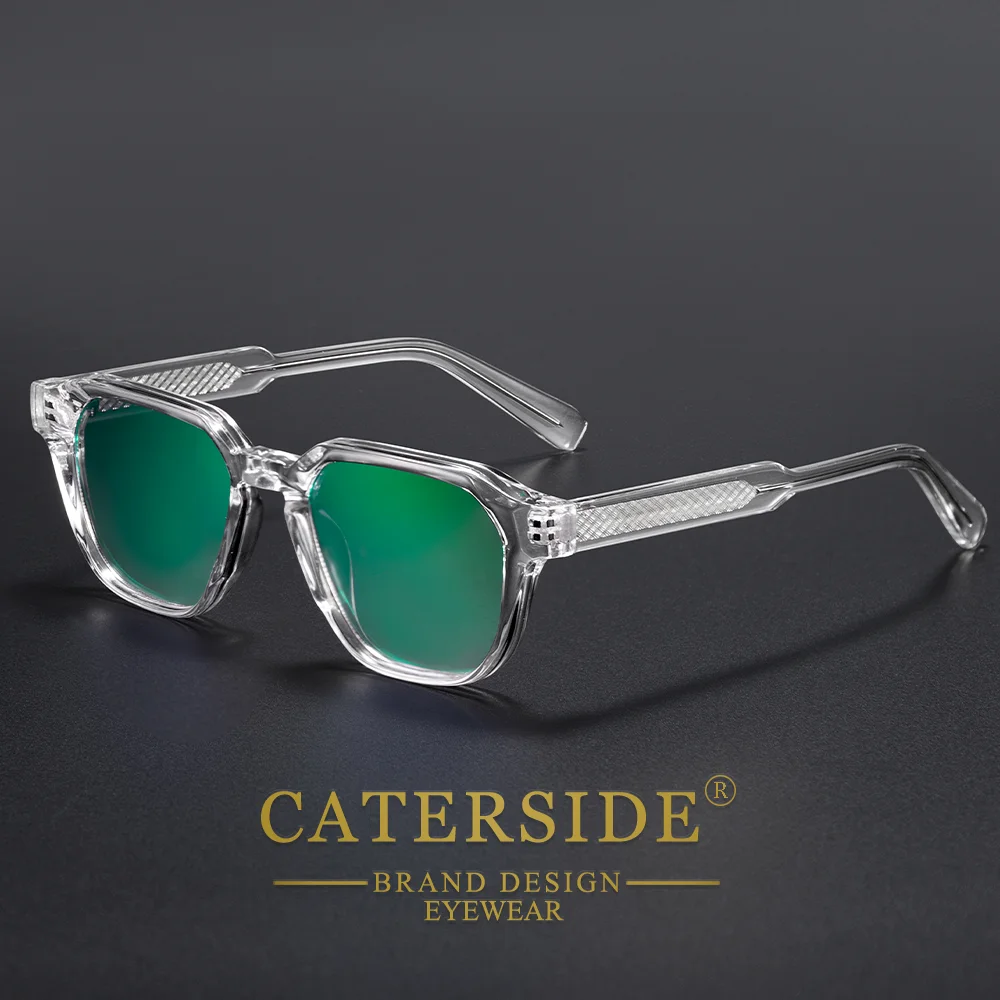 CATERSIDE Men Women Fashion Square Frame Sunglasses Daily Wear UV400 Protection Eyewear PC Frame Propionate Pin Legs Sun Glasses