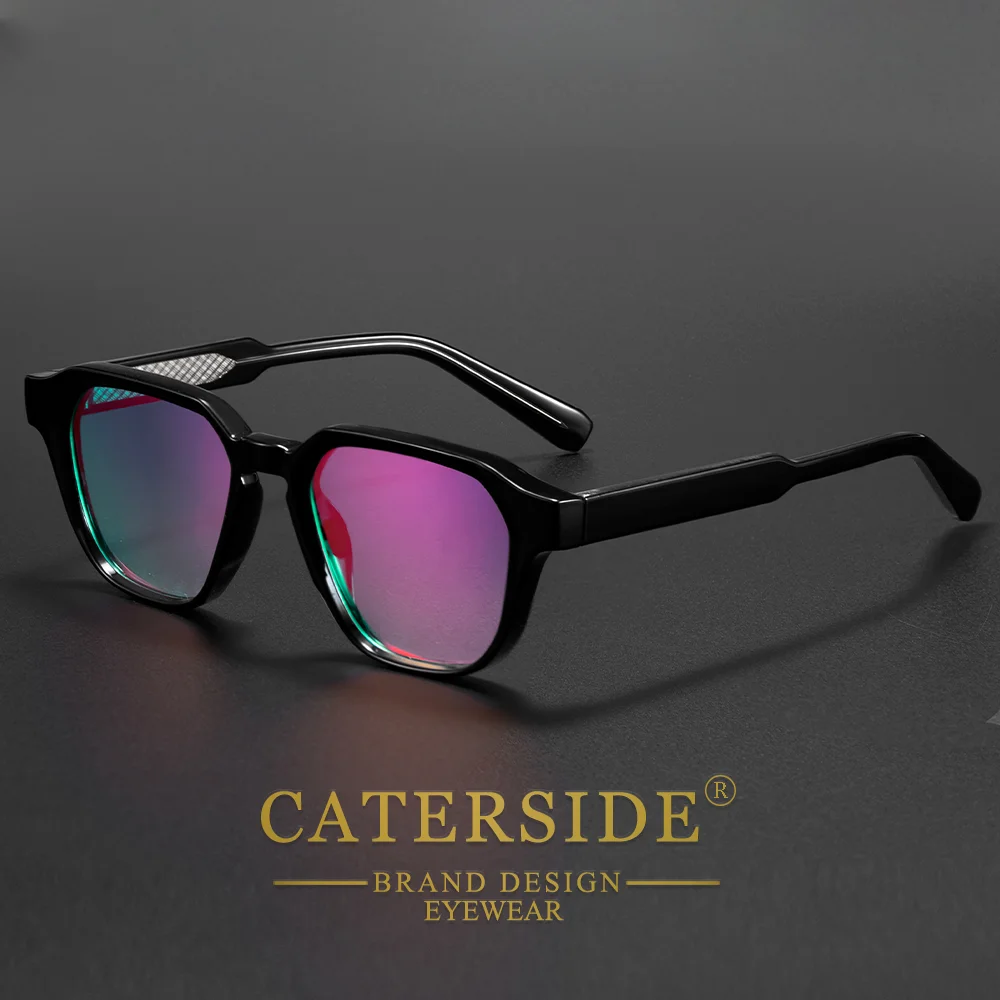 CATERSIDE Men Women Fashion Square Frame Sunglasses Daily Wear UV400 Protection Eyewear PC Frame Propionate Pin Legs Sun Glasses