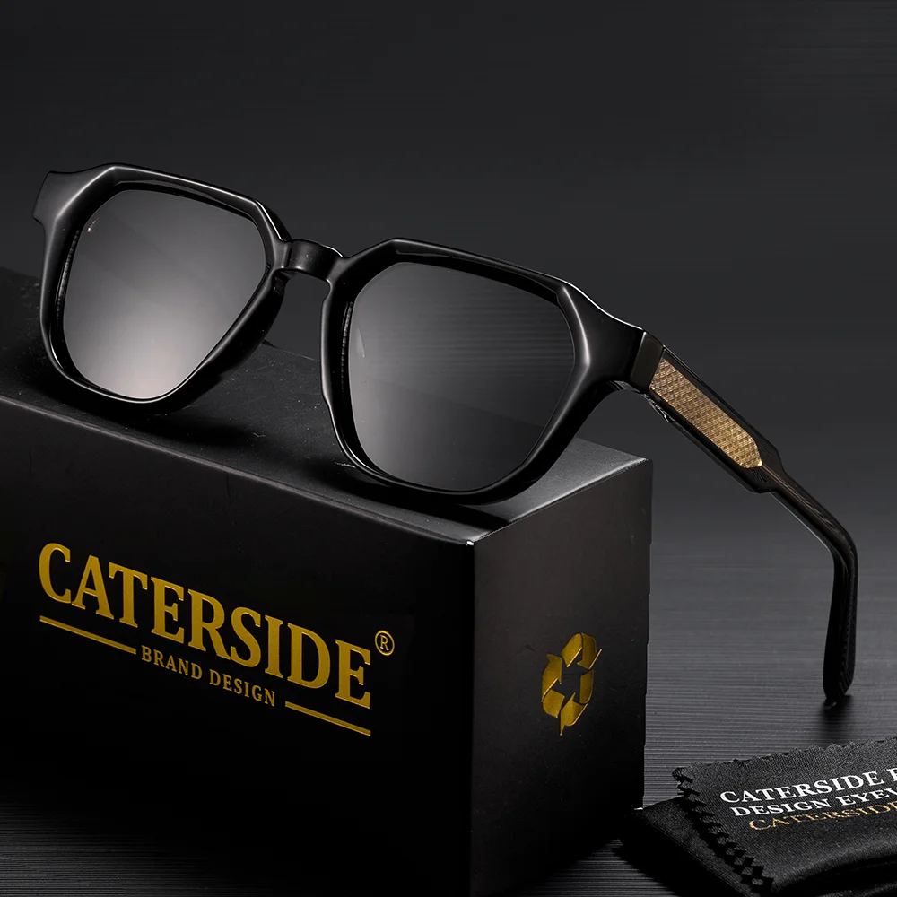 CATERSIDE Men Women Fashion Square Frame Sunglasses Daily Wear UV400 Protection Eyewear PC Frame Propionate Pin Legs Sun Glasses