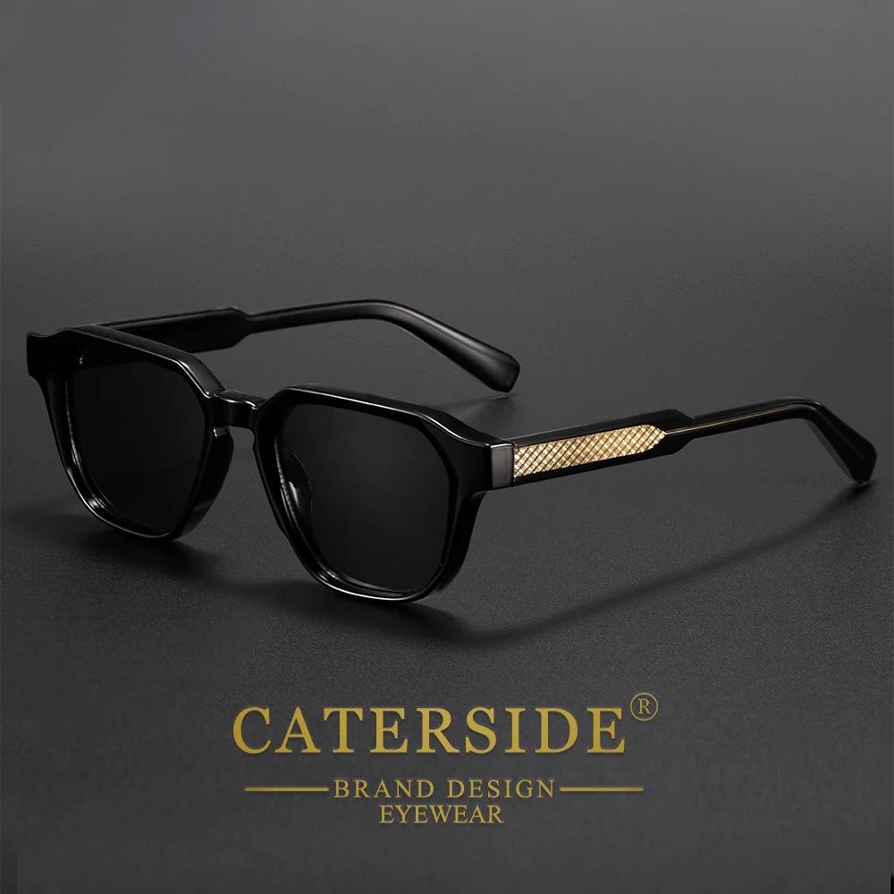 CATERSIDE Men Women Fashion Square Frame Sunglasses Daily Wear UV400 Protection Eyewear PC Frame Propionate Pin Legs Sun Glasses