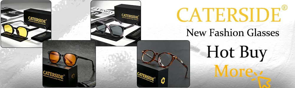CATERSIDE Men Women Fashion Square Frame Sunglasses Daily Wear UV400 Protection Eyewear PC Frame Propionate Pin Legs Sun Glasses