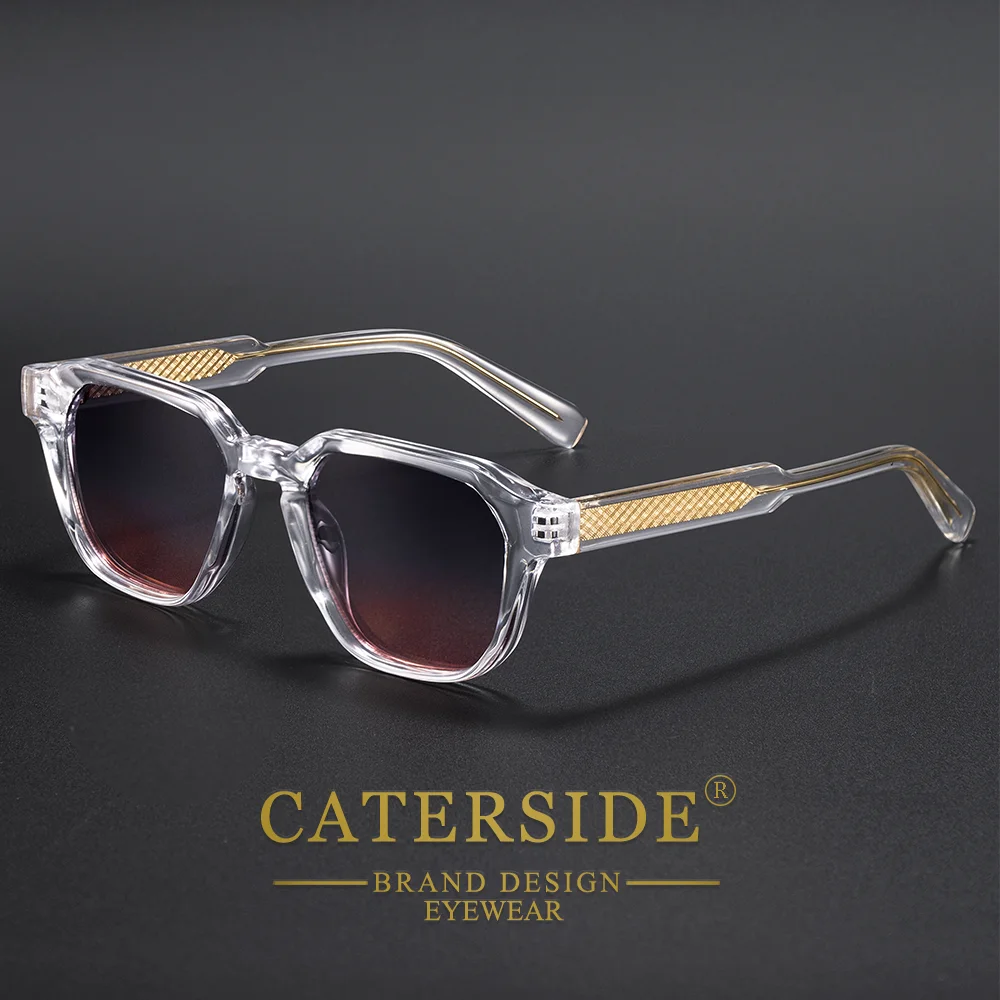 CATERSIDE Men Women Fashion Square Frame Sunglasses Daily Wear UV400 Protection Eyewear PC Frame Propionate Pin Legs Sun Glasses