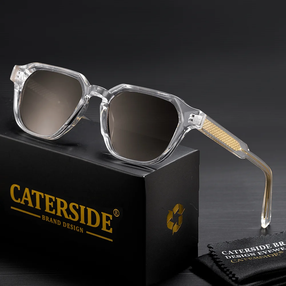 CATERSIDE Men Women Fashion Square Frame Sunglasses Daily Wear UV400 Protection Eyewear PC Frame Propionate Pin Legs Sun Glasses