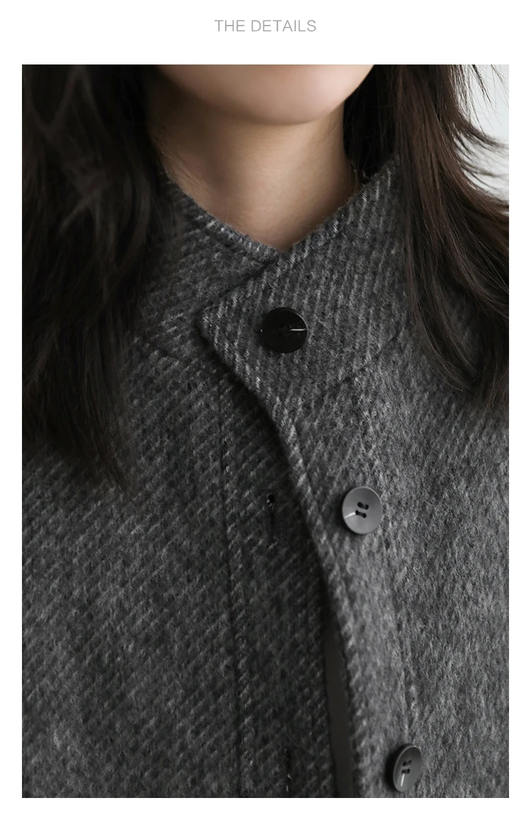 CHIC VEN Women Short Woolen Coat New Stand Up Twill Texture Single Breasted Ladies Jacket Retro Woman Outwear Autumn Winter 2025