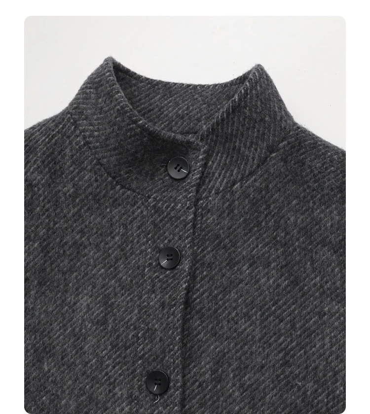 CHIC VEN Women Short Woolen Coat New Stand Up Twill Texture Single Breasted Ladies Jacket Retro Woman Outwear Autumn Winter 2025