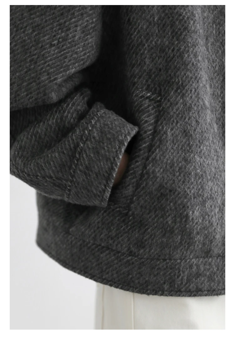 CHIC VEN Women Short Woolen Coat New Stand Up Twill Texture Single Breasted Ladies Jacket Retro Woman Outwear Autumn Winter 2025