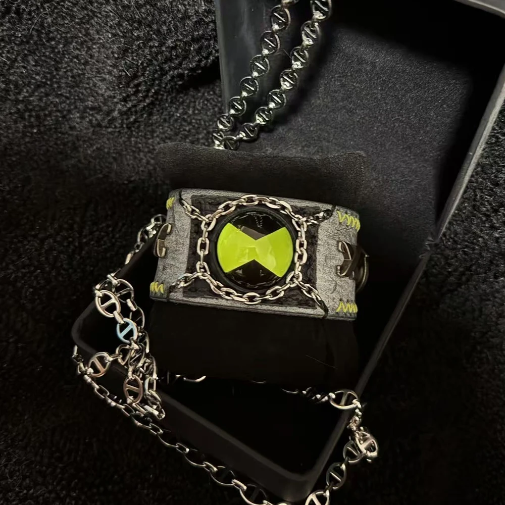 Anime Ben 10 Cosplay Ben Tennyson Omnitrix Bracelet Leather Punk Hip Hop Hand Chain Fashion Bangles Unisex Party Props