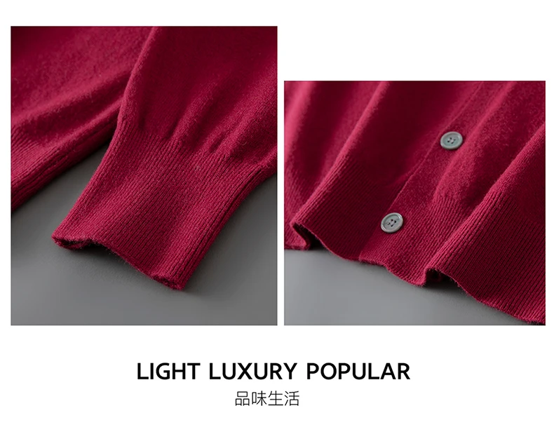 100% wool knitted round neck cardigan men's sweater small coat early autumn new long sleeve loose outside.