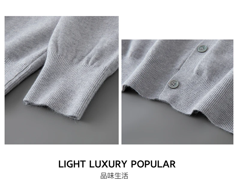 100% wool knitted round neck cardigan men's sweater small coat early autumn new long sleeve loose outside.