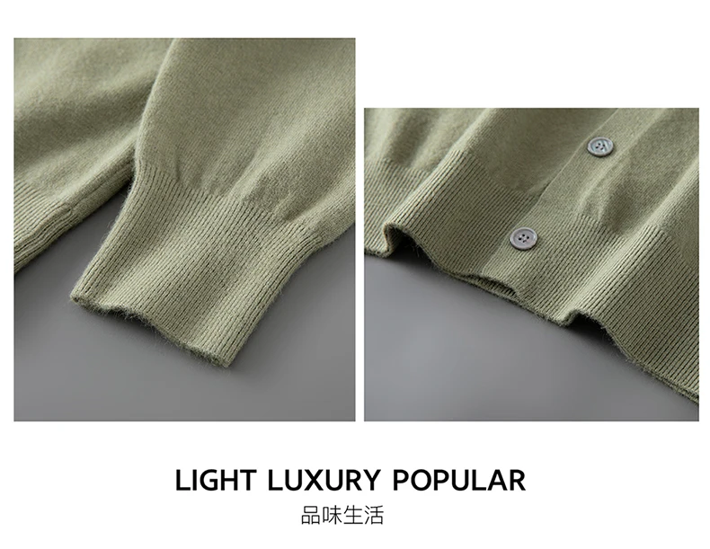 100% wool knitted round neck cardigan men's sweater small coat early autumn new long sleeve loose outside.