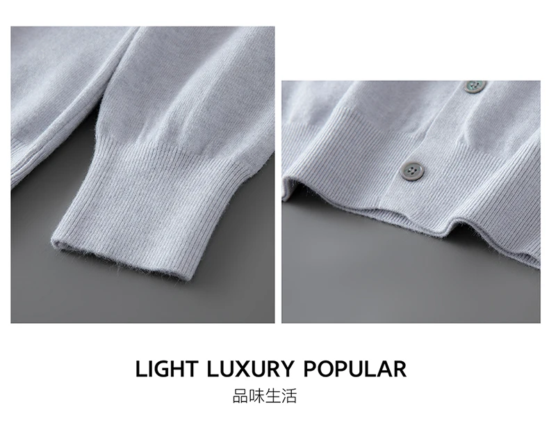 100% wool knitted round neck cardigan men's sweater small coat early autumn new long sleeve loose outside.