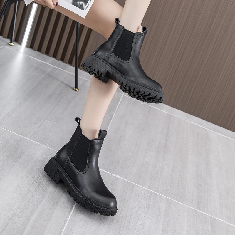 AIYUQI Women's Chelsea Boots Genuine Leather New Autumn Winter Fashion Women's Ankle Boots Retro Winter Boots Ladies WHSLE MTO