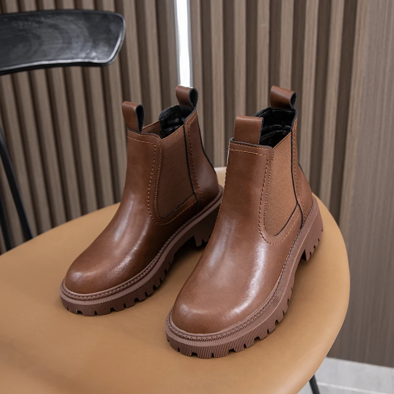 AIYUQI Women's Chelsea Boots Genuine Leather New Autumn Winter Fashion Women's Ankle Boots Retro Winter Boots Ladies WHSLE MTO
