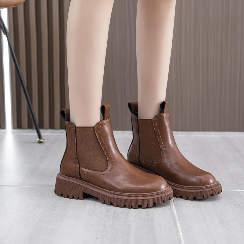 AIYUQI Women's Chelsea Boots Genuine Leather New Autumn Winter Fashion Women's Ankle Boots Retro Winter Boots Ladies WHSLE MTO