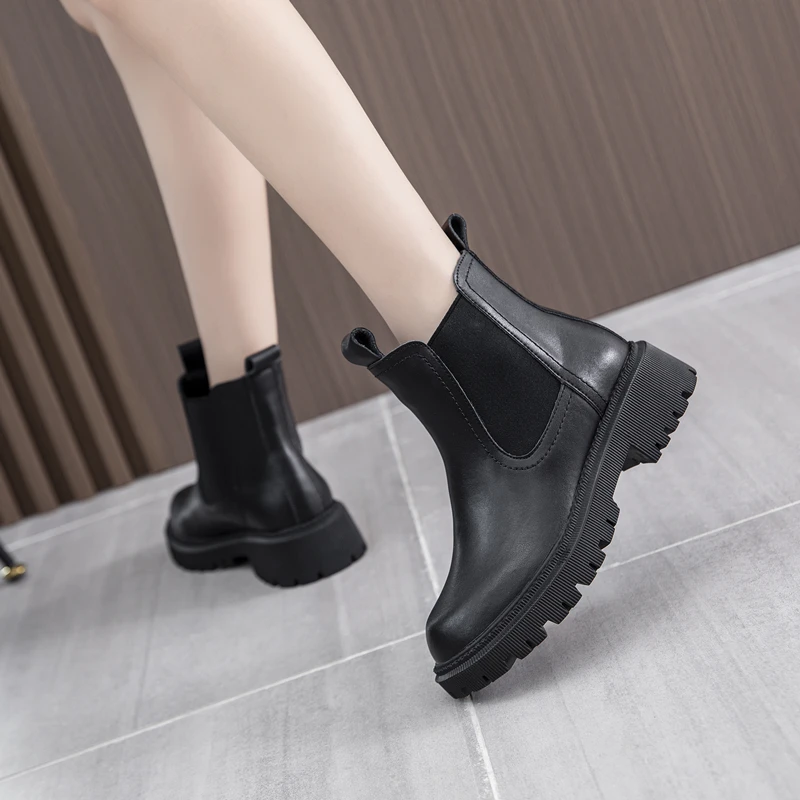 AIYUQI Women's Chelsea Boots Genuine Leather New Autumn Winter Fashion Women's Ankle Boots Retro Winter Boots Ladies WHSLE MTO