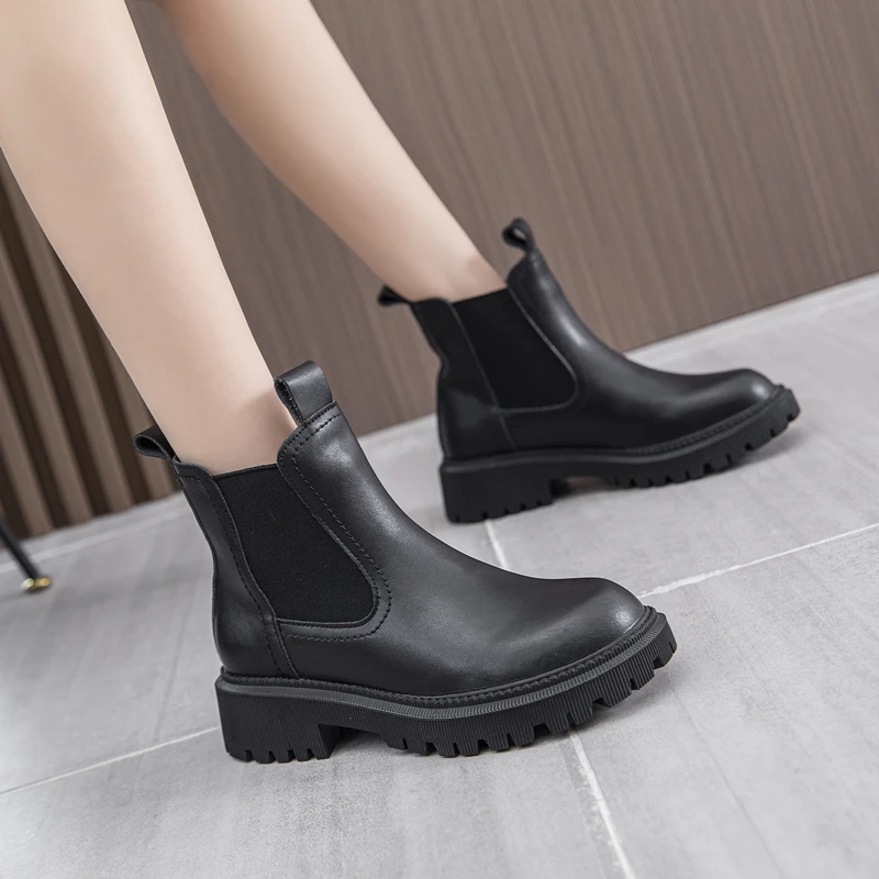 AIYUQI Women's Chelsea Boots Genuine Leather New Autumn Winter Fashion Women's Ankle Boots Retro Winter Boots Ladies WHSLE MTO