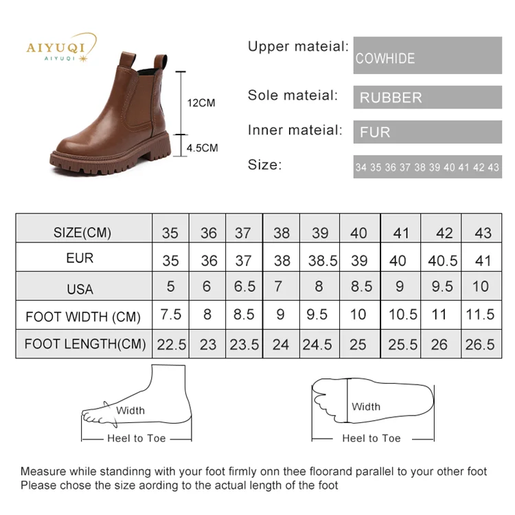 AIYUQI Women's Chelsea Boots Genuine Leather New Autumn Winter Fashion Women's Ankle Boots Retro Winter Boots Ladies WHSLE MTO