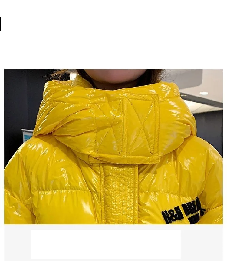 Black Glossy Parker Female Warm Winter Thicken Down Cotton Jacket Windproof Rainproof Women's Hooded Coat Casual Long Overcoat